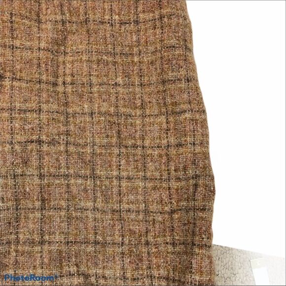 Vintage Wool Tan Plaid Midi Skirt Lined - Picture 2 of 12